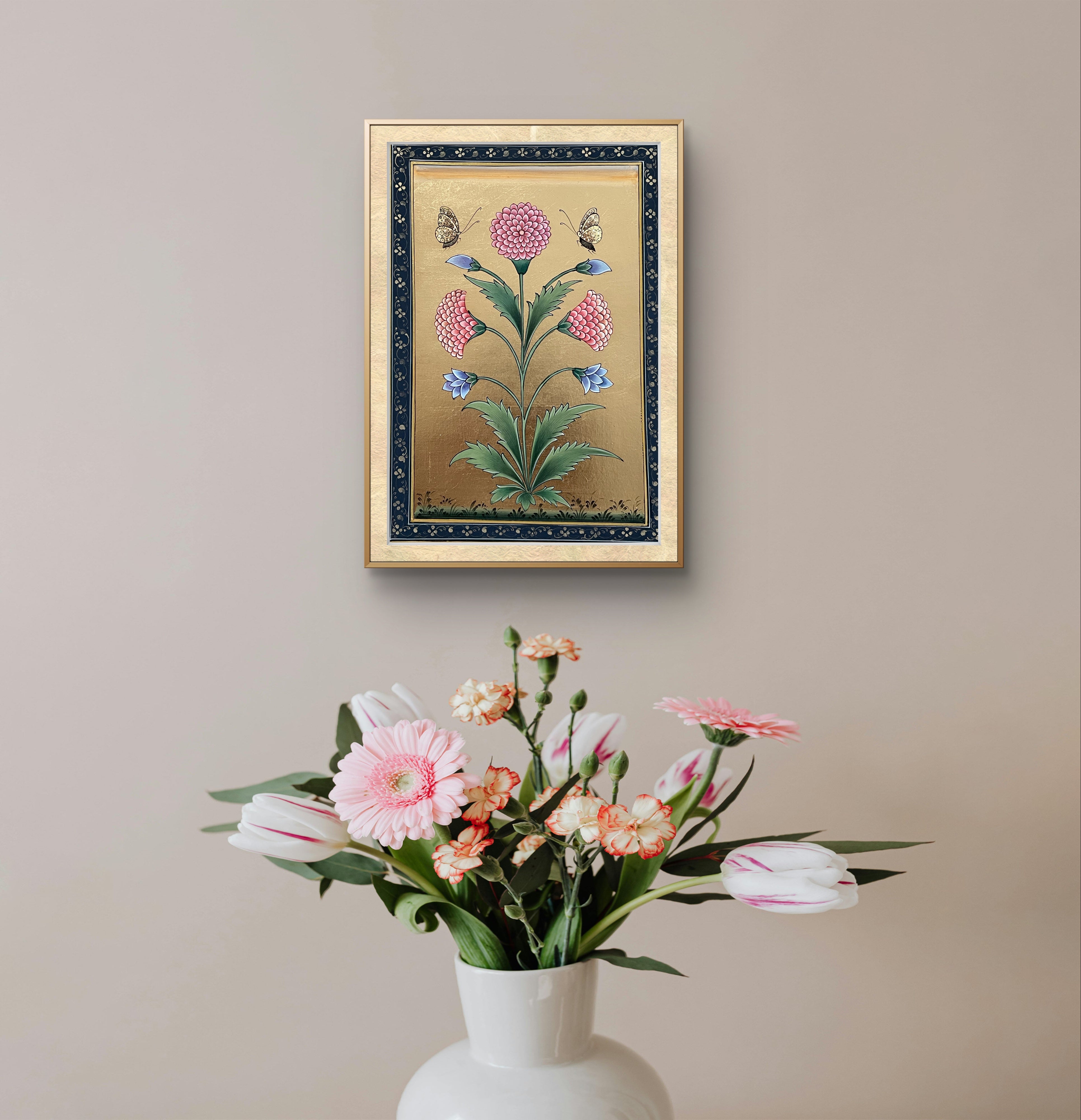 Chrysanthemum Charm with Blue Whispers