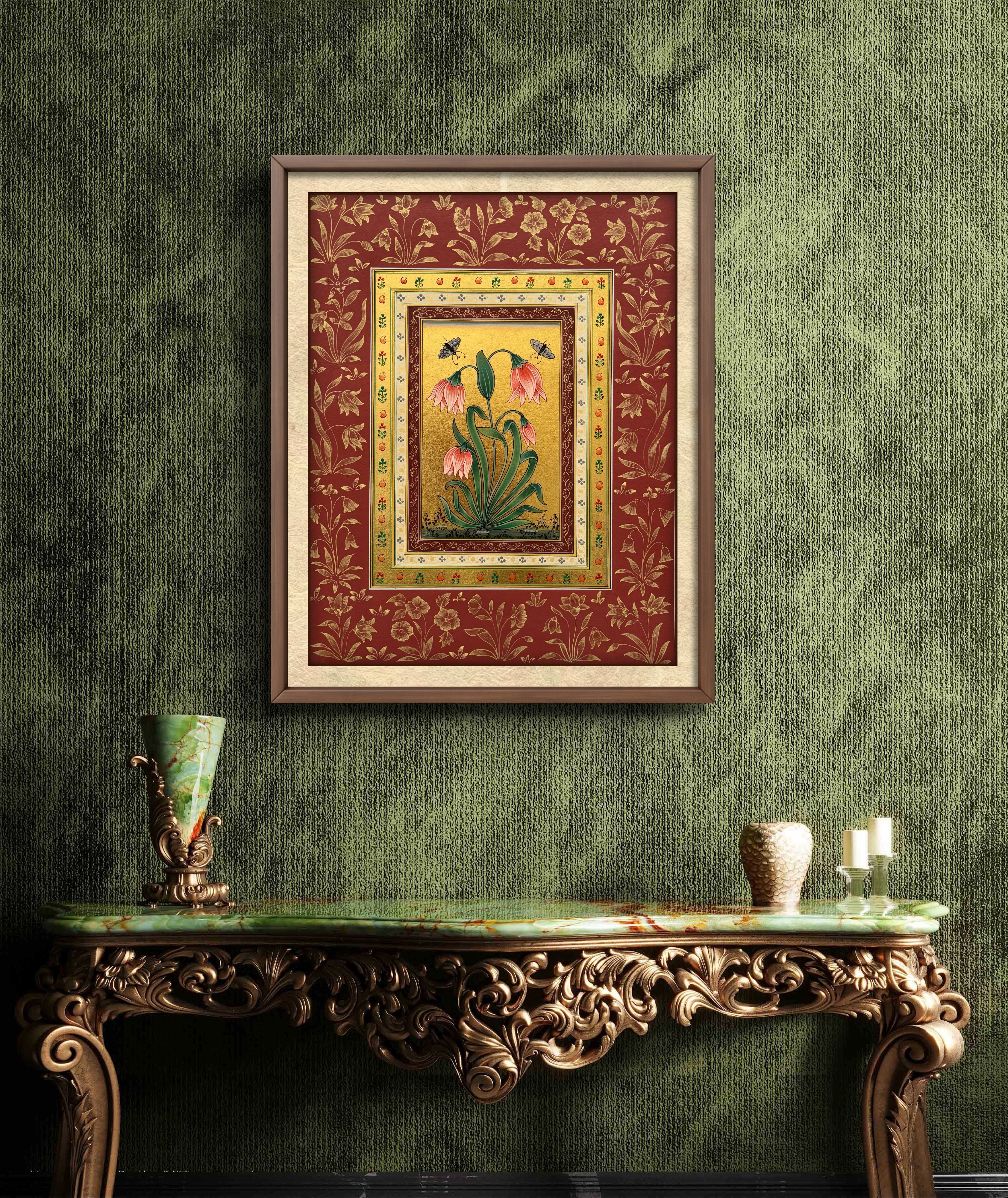 Blushing Tulips on Gold Ground